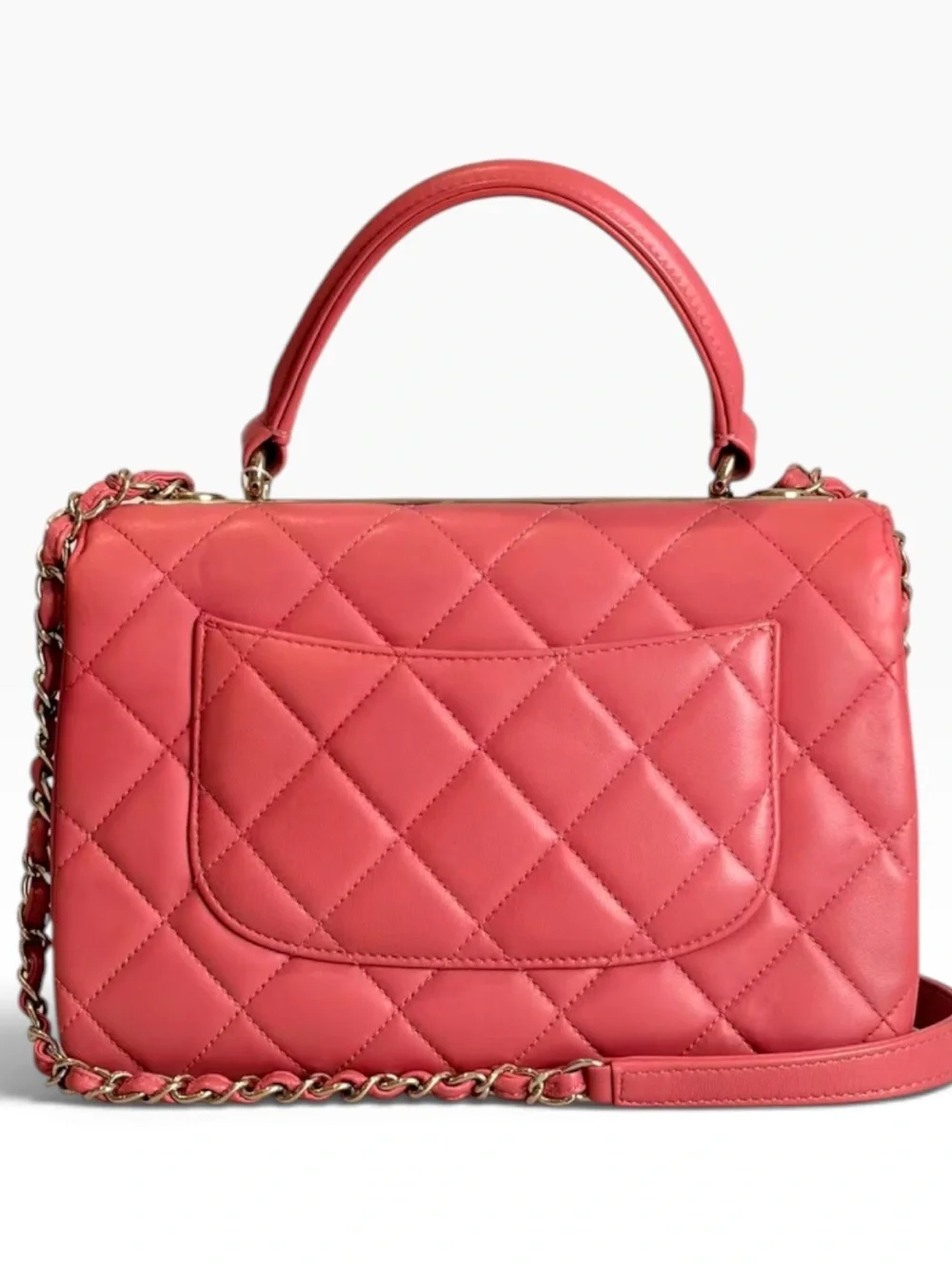 Chanel Trendy CC Top Handle Flap Bag Lambskin Leather GHW